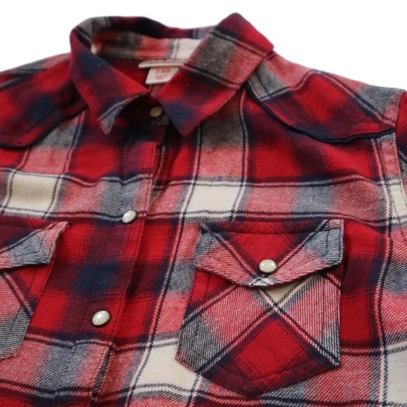 Mossimo Western Style Long Sleeve Plaid Flannel Button Down Shirt Size XS - Picture 3 of 13
